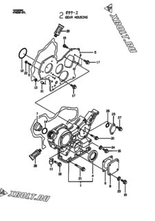  Двигатель Yanmar 4TNE88-EFL, узел -  Корпус редуктора 