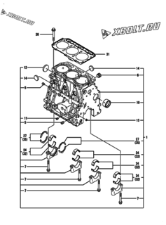  Двигатель Yanmar 3TNE84-EIKA, узел -  Блок цилиндров 