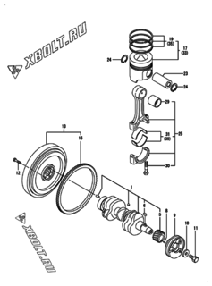 Двигатель Yanmar 3TNE84-EIKA, узел -  Коленвал и поршень 