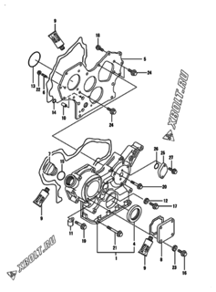  Двигатель Yanmar 3TNE84-EIKC, узел -  Корпус редуктора 