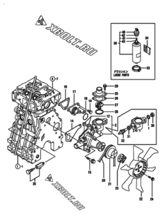  Двигатель Yanmar 3TNE84-EIKC, узел -  Система водяного охлаждения 