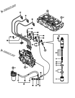  Двигатель Yanmar 3TNE84-EIKC, узел -  Форсунка 