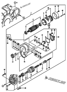  Двигатель Yanmar 3TNE74-ENYBC, узел -  Стартер 