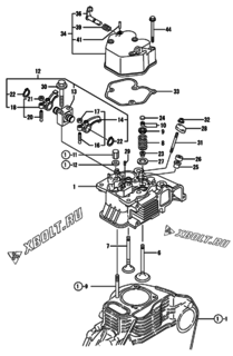  Двигатель Yanmar L100EEDEPTNA, узел -  Головка блока цилиндров (ГБЦ) 