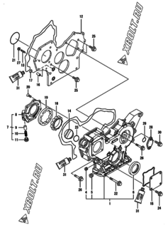  Двигатель Yanmar 3TNV84-SIK, узел -  Корпус редуктора 