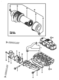  Двигатель Yanmar 3TNV84-SIK, узел -  Впускной коллектор и воздушный фильтр 
