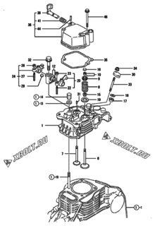  Двигатель Yanmar L70ADEVMK, узел -  Головка блока цилиндров (ГБЦ) 
