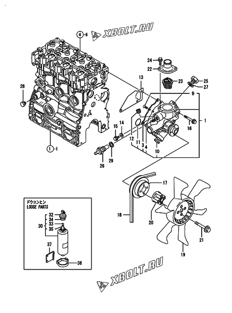  Система водяного охлаждения двигателя Yanmar 3TNV76-QIK