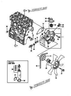  Двигатель Yanmar 3TNV76-QIK, узел -  Система водяного охлаждения 