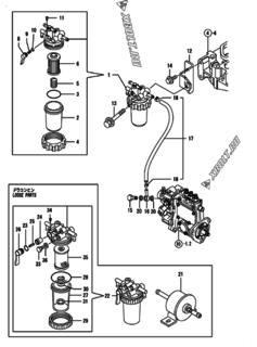  Двигатель Yanmar 3TNV76-QIK, узел -  Топливопровод 