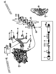  Двигатель Yanmar 4TNV88-NHBB, узел -  Форсунка 