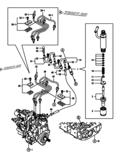  Двигатель Yanmar 3TNV84-QIK, узел -  Форсунка 