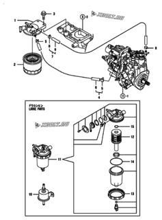  Двигатель Yanmar 3TNV84-QIK, узел -  Топливопровод 