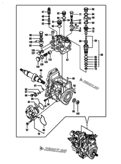  Двигатель Yanmar 3TNV84-QIK, узел -  Топливный насос высокого давления (ТНВД) 