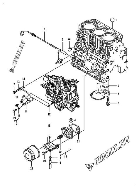  Система смазки двигателя Yanmar 3TNV88-SHB