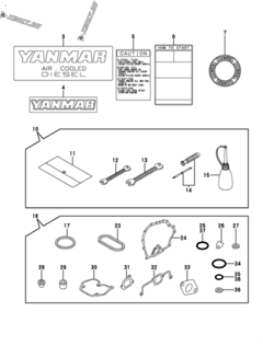  Двигатель Yanmar L48V6LF9M3ER, узел -  Инструменты, шильды и комплект прокладок 