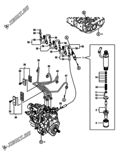  Двигатель Yanmar 4TNV88-QIK, узел -  Форсунка 