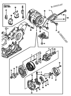  Двигатель Yanmar 4TNV88-QIK, узел -  Генератор 