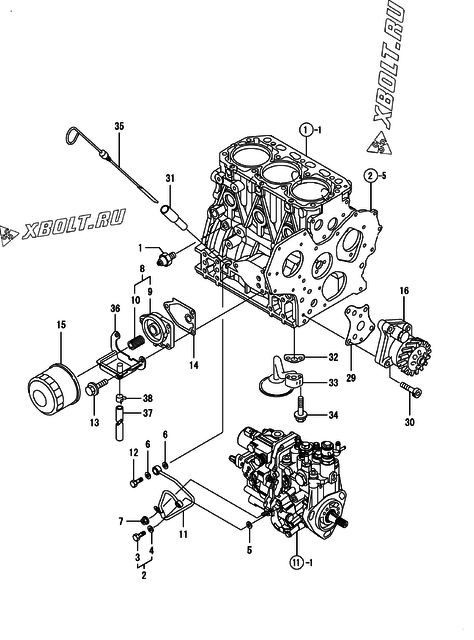  Система смазки двигателя Yanmar 3TNV88-BQIKA