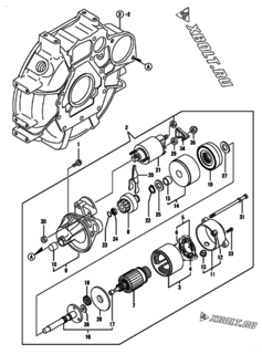  Двигатель Yanmar 3TNV76-NMB, узел -  Стартер 