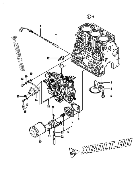  Система смазки двигателя Yanmar 3TNV88-NHBC