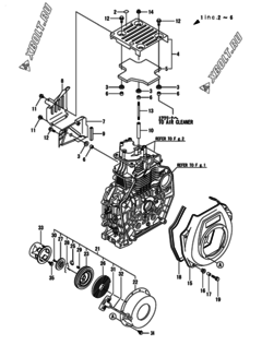  Двигатель Yanmar L70V6JF1T1EARD, узел -  Пусковое устройство 