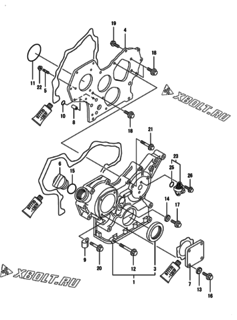  Двигатель Yanmar 3TNE84-GHN1, узел -  Корпус редуктора 