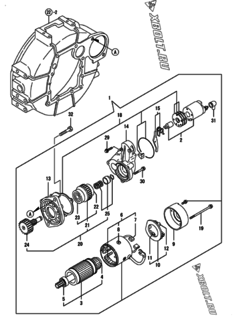  Двигатель Yanmar 4TNE84T-GHN1, узел -  Стартер 