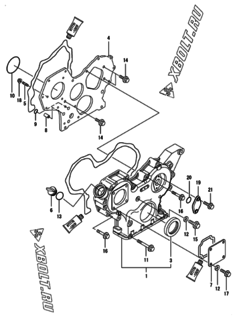  Двигатель Yanmar 3TNV88-BPYBT, узел -  Корпус редуктора 