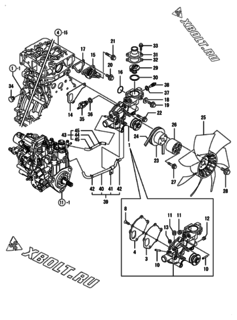  Двигатель Yanmar 4TNV88-BNHB, узел -  Система водяного охлаждения 