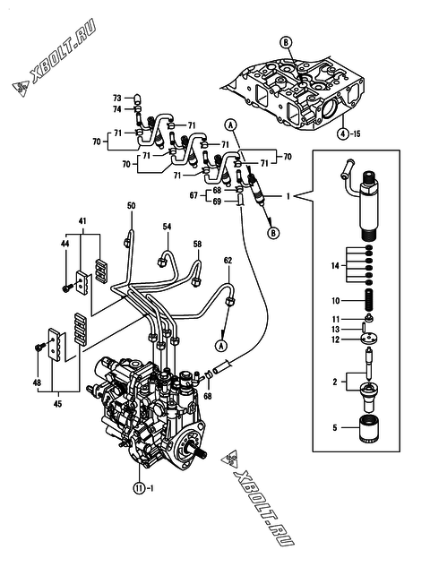  Форсунка двигателя Yanmar 4TNV88-BPIKA