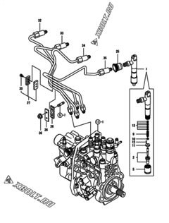  Двигатель Yanmar 4TNV98-WHB, узел -  Форсунка 