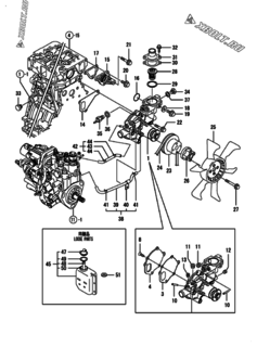  Двигатель Yanmar 4TNV88-BSYB, узел -  Система водяного охлаждения 