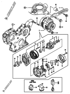  Двигатель Yanmar 3TNV88-BPTS, узел -  Генератор 