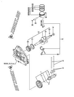 Двигатель Yanmar GA180ARDEGS, узел -  Коленвал, поршень и распредвал 