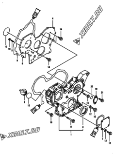  Двигатель Yanmar 3TNV88-BSHBB, узел -  Корпус редуктора 