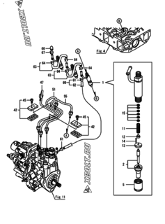  Двигатель Yanmar 3TNV88-BSHBBT, узел -  Форсунка 