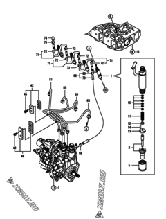  Двигатель Yanmar 4TNV88-BPHB, узел -  Форсунка 