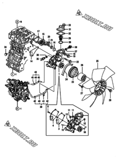  Двигатель Yanmar 4TNV88-PHB, узел -  Система водяного охлаждения 