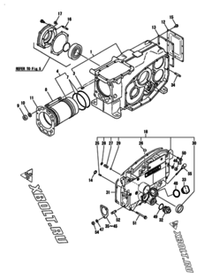  Двигатель Yanmar TF120V-E, узел -  Блок цилиндров 