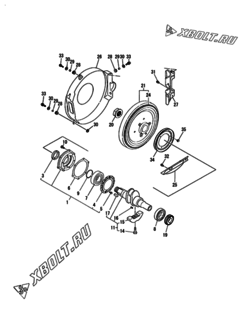  Двигатель Yanmar TF120V-E, узел -  Коленвал и маховик 