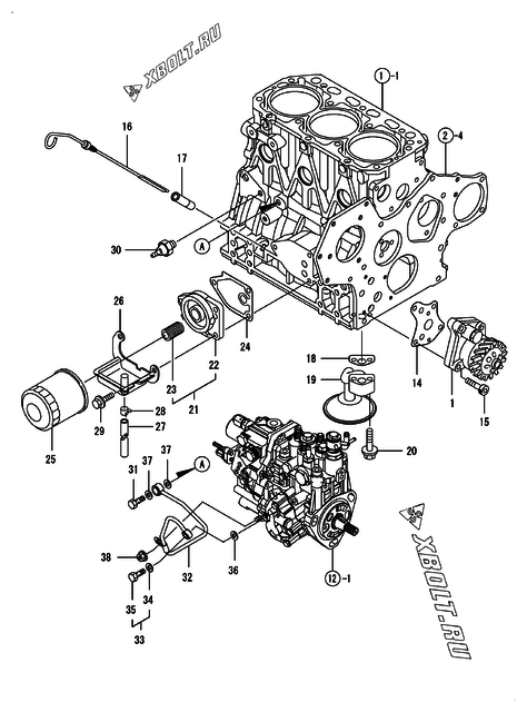  Система смазки двигателя Yanmar 3TNV88-BNHBB