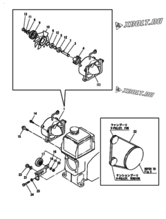  Двигатель Yanmar TF90V-LEIK, узел -  Вентилятор 