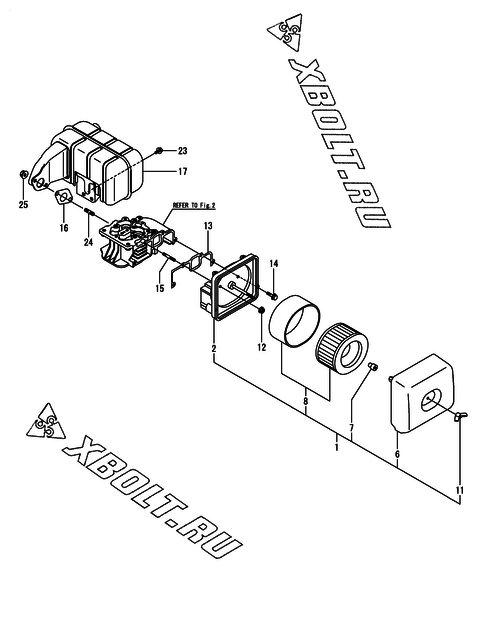  Воздушный фильтр и глушитель двигателя Yanmar L70V6-VMKR1