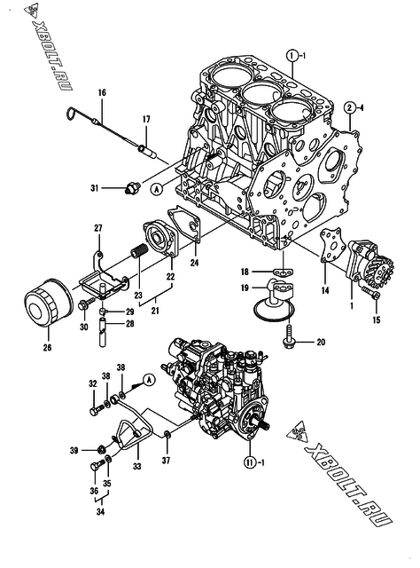  Система смазки двигателя Yanmar 3TNV88-BQIKB