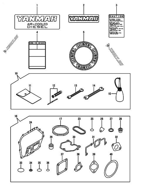  Инструменты, шильды и комплект прокладок двигателя Yanmar L70N6-MEMA