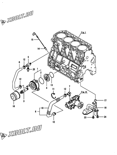  Система смазки двигателя Yanmar 4TNV98T-ZGNE1