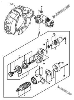  Двигатель Yanmar 4TNV84T-ZXGYB, узел -  Стартер 