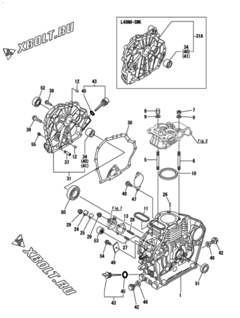  Двигатель Yanmar L48N6-SMK, узел -  Блок цилиндров 