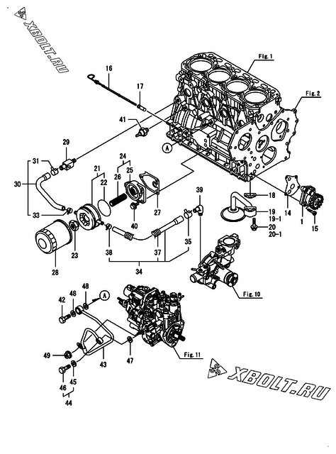  Система смазки двигателя Yanmar 4TNV88-BDHKS